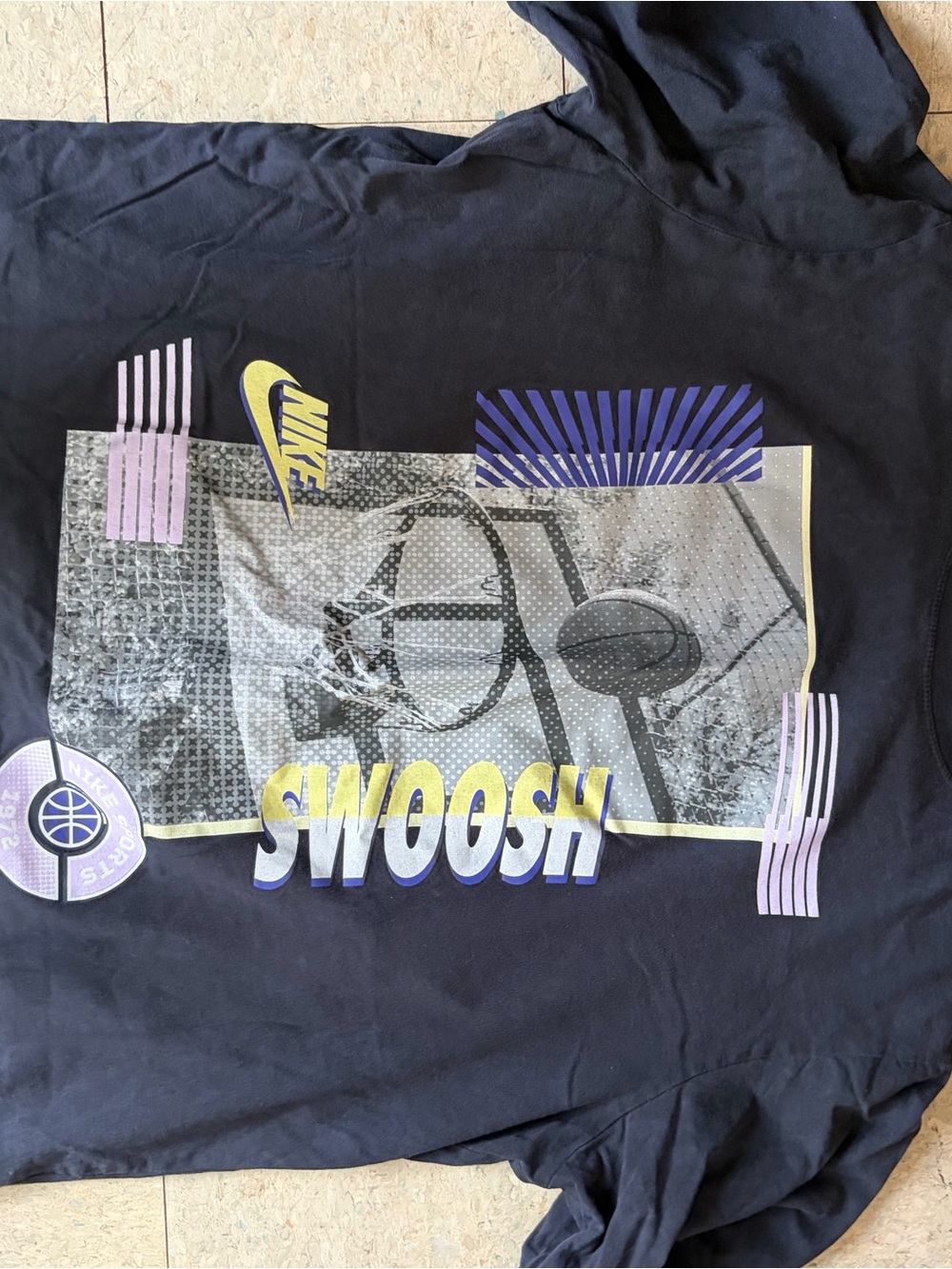 Nike Women’s M Graphic 'Swoosh' Basketball Hoodie with Yellow & Purple Accents